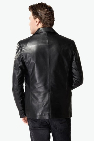 Deriza Garmini Hakiki Kuzu Derisi Blazer Erkek Ceket Siyah