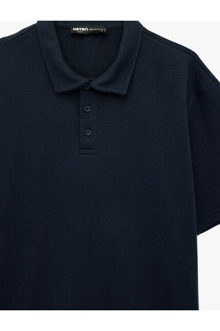 Koton Regular Fit Kısa Kollu Düğmeli Polo Yaka Basic Tişört Lacivert 6sam10417mk