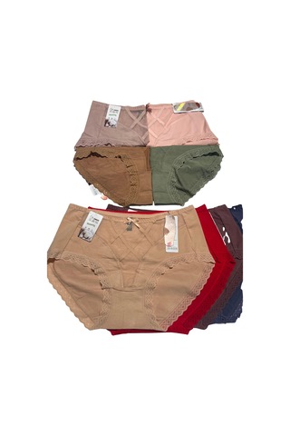 Unreal Underwear 3'lü Set Kadın Yüksek Bel Dantelli Toparlayıcı Külot Pamuklu Ve Rahat Bej