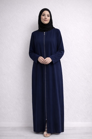 Bilenler Fermuarlı Viskon Namaz Elbisesi /ferace Lacivert