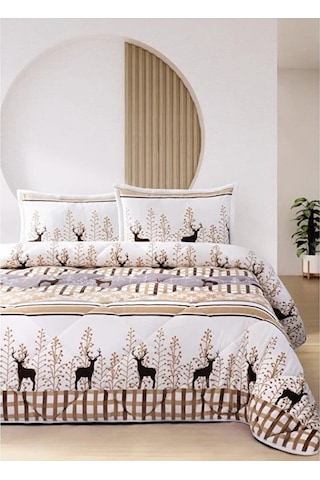 Merinos Comforter Tek Kişilik Yorgan Seti - Deer Bej Bej