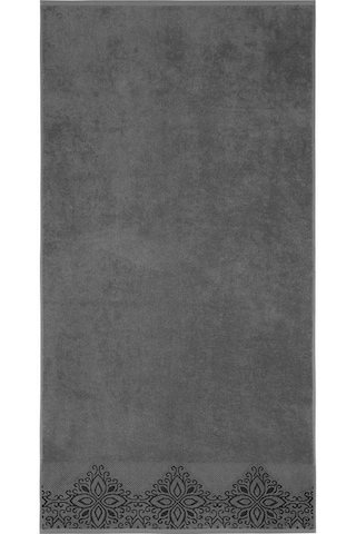 Pamuk Tekli Havlu Jakarlı Karna Home Klover - 50 X 90 Gri