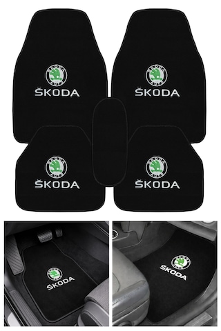 Skoda Uyumlu Nakış İşlemeli 5 Li Oto Halı Paspas Seti