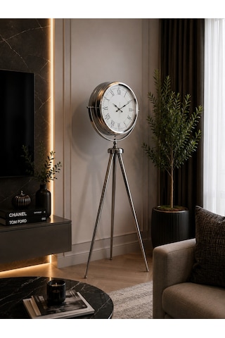 Büro Ev Ofis Dekoru İçin 150x45cm Krom Metal Asalet Tripod Ayaklı Saat Diğer