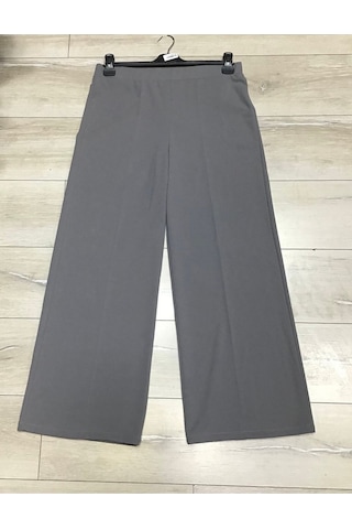 Scuba Beli Lastikli Bedenli Büyük Beden Bol Paça Panolont-inci Gri