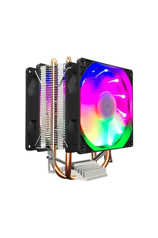 Coolmoon P22 Rgb İşlemci Soğutucu Fan Çift Fanlı Bakır Kanallı , Intel Amd Uyumlu Cpu Fanı