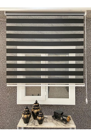 Ithal Bambu Siyah Zebra Stor Perde Eteği Düz 1.kalite Alüminyum Kasa Metal Ayak Siyah