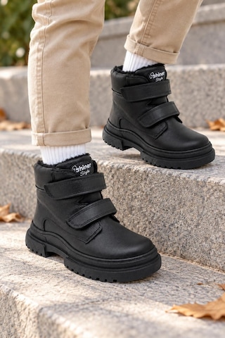 Tekiner Hakiki Deri Unisex Çocuk Bot Siyah