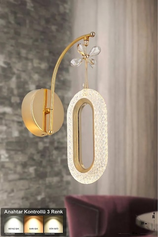 Serra Tekli Gold 3 Renk Modu Aplik Avize Altın