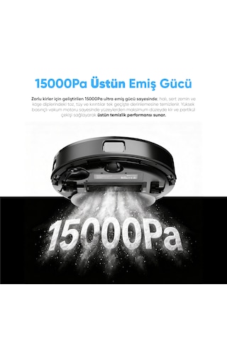Şımart Katya Ü Akıllı Robot Süpürge 15000Pa Otomatik Mop Yıkama Ve Kurutma Siyah