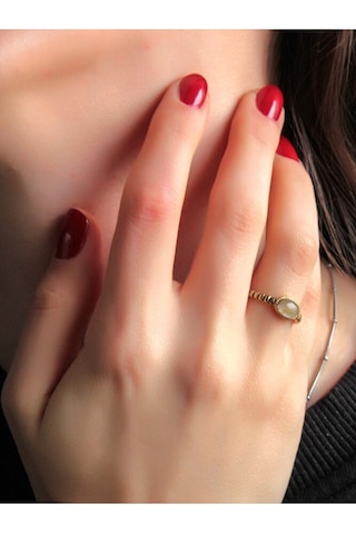 Doğal Taş Sitrin Doğal Taşlı Antik Ayarlanabilir Kadın Yüzük Euy30s Çok Renkli