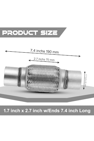 Egzoz Spiral Flex Borusu, 45mm 190mm,üniversal Tip, Paslanmaz Çel