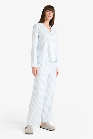 Defacto Pijama Takımı Regular Fit Çizgili Uzun Kollu Üst Uzun Alt-fall İn Love G2395ax25aube772 Mavi