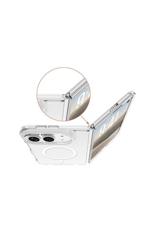 Apple Uyumlu Apple Uyumlu iPhone Duo Kılıf Zore M-safe Şarj Özellikli Şeffaf Kamera Çerçeveli Uts Pc Kapak
