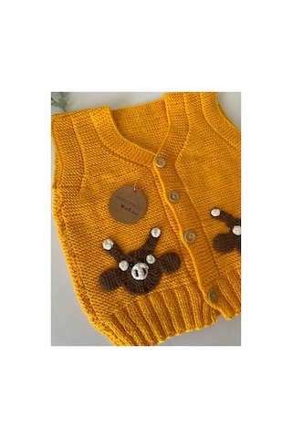 Adenya Sepeti El Örgüsü Zürafa Figürlü Bebek Yeleği Handmade Sarı