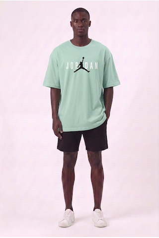 Lixa Air Jordan Orta Logo Turkuaz Oversize Erkek T-shirt 142725 SİYAH