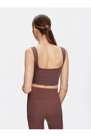 Ltb Askılı Kare Yaka Crop Kahve Rengi Atlet Kahve Rengi L