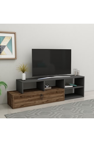 Arnetti Tv Sehpası Duru Kapaklı Televizyon Ünitesi Lidya Antrasit