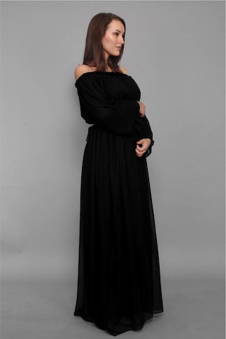 Modalabio Moda Labio-Babyshower Dökümlü Hamile Elbisesi Siyah