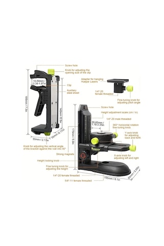 Besthome1 Huepar Pv10 Hassas Ayar Braketi Manyetik Döner Tabanlı 360 Ayar Klipsi