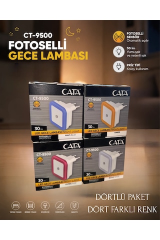 Cata Ct-9500 Fotoselli Led Gece Lambası - 4 Lü Paket Renkli