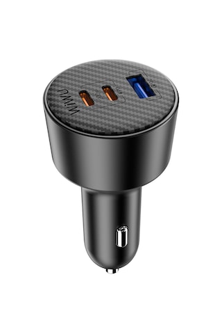 Wiwu Wi-cc026 Hızlı Şarj Özellikli Pd Type-c + Usb-a Portlu Aramid Fiber Araç Şarj Aleti 200w Siyah