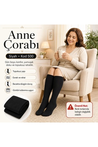 Çorap Giyim Kadın 40 Denye 6'lı İnce Anne Çorabı Dizaltı Topuksuz Esnek Günlük Kullanım Çorabı Ten Siyah Bronz Vizon
