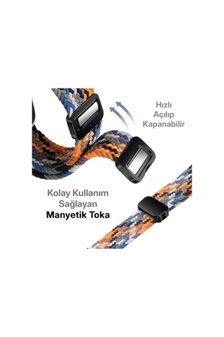 Apple Watch İle Uyumlu Metal Manyetik Tokalı Esnek Ve Konforlu Örgü Kordon Kullanımı Kolay Kayış