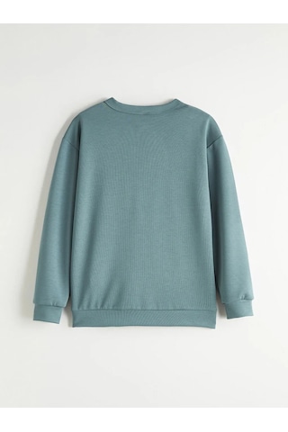 Lc Waikiki Yeşil Erkek Çocuk Bisiklet Yaka Kalın Sweatshirt YESIL