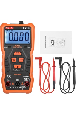 Njty T21g 6000 Sayım Mini Akıllı Gerçek Siyah&turuncu Multimetre
