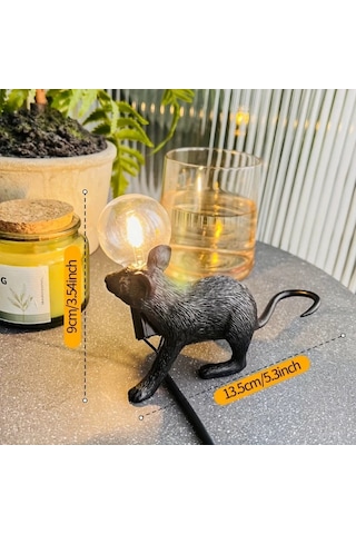 Honeybeeshop C Şık Peyn Guardian Masa Lambası Usb Güçlü Reçine Yapımı Düğme Kontrolü Ev Dekoru Yatak Odası Oturma Odası Ambiyansı Oda Dekoru Ahşap