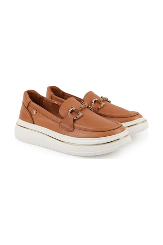 Mamma Mia Mammamia Kadın Hakiki Deri Comfort Sneaker Kalın Taban Bağcıklı Günlük Ayakkabı Taba