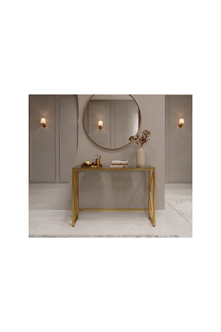 Familieconcept Melisa Serisi Gold Lüks Dresuar - 4mm Füme Temperli Camlı - 100x80x30 Cm Altın