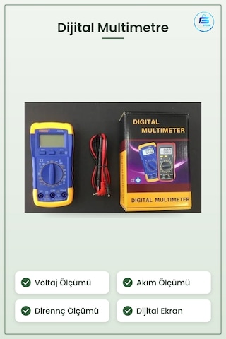 Dijital Multimetre Ölçü Aleti Ölçüm Cihazı Voltaj Akım Direnç Ölç