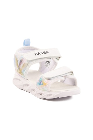 Beyaz Cırtlı Işıklı Kız Çocuk Sandalet 018129 P Beyaz