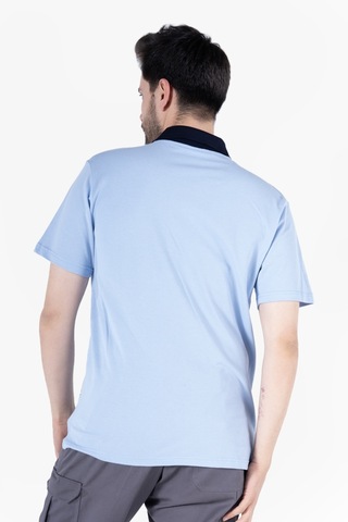 T-shirt %100 Pamuk Polo Yaka Fleto Cepli %100 Pamuk Gök Mavi