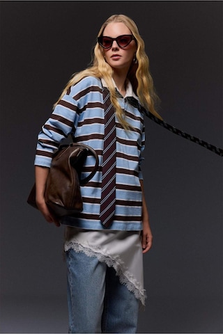 Defacto Loose Fıt Polo Yaka Sweatshirt G9724ax26spbe744 Mavi-be744