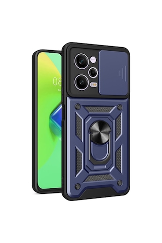 Teleplus Xiaomi Redmi Note 12 Pro 5g Kılıf Magnetik Standlı Kamera Korumalı Slide Sürgülü Cover Kapak