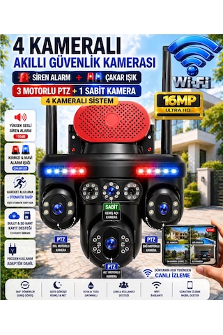 Mpıa Goro 4 Lens Wifi 3 Ptz 3 Kamera Motorlu +1 Kamera Sabit Ip66 Gece Görüş Akıllı Güvenlik Kamerası