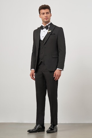 İmza Siyah Yelekli 6 Drop Slim Fit Ceremony Takım Elbise 1001240205 Siyah