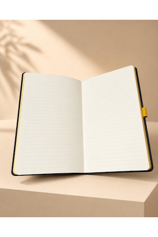 Modern Tasarım Lastikli Ajanda/defter Siyah - Sarı