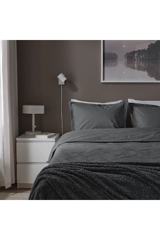 Ikea Hampflockel Çift Kişilik Nevresim Takımı 220 X 240 Cm Siyah Gri