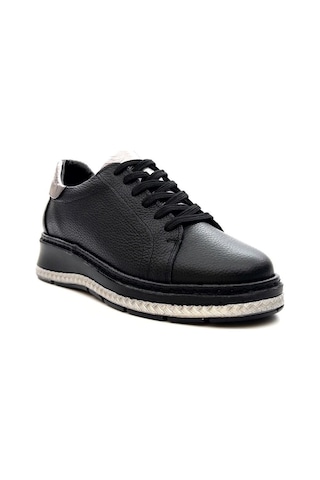 Venüs 25150007y Kadın Hakiki Deri Bağcıklı Feta Topuk Sneaker Ayakkabı Siyah
