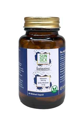 Sundex Selezinc Selenyum L-Selenometionin ve Çinko Pikolinat 60 Bitkisel Kapsül