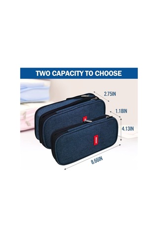 Genişletilebilir Büyük Kapasiteli Okul Ve Ofis Kalem Kutusu, Çok Bölmeli Pratik Kalemlik, Dayanıklı Kalem Organizer MAvi