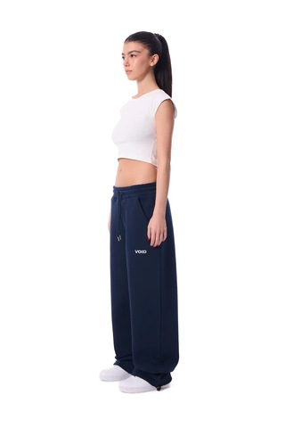Feville 3 İplik Şardonlu Ayarlanabilir Paça Baggy Unisex Eşofman Altı Lacivert