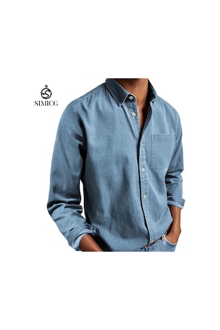 Erkek Gömleği Uzun Kollu Yakalı Erkek Gömleği Açik Mavi