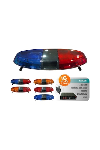 Space Flaş İkaz Lambası Oval Anons 2 Fonksiyonlu 16 Flaşlı / Laık95