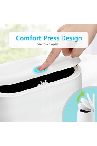 Kapaklı Mini Çöp Kutusu, Çıkarılabilir İç Plastik İle Pres Tipi Küçük Çöp Kovası Küçük Çöp Sepeti Kompakt Kapaklı Kapatılabilir Çöp Kutusu, Masa Tezgah Üstü Ofis Çocuk Oval Dikdörtgen Beyaz