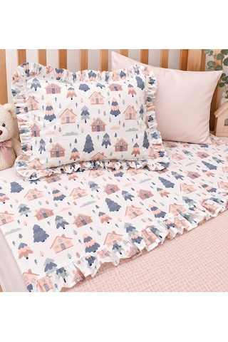 Sallhome Baby Textile Pudra Masal Evleri Bebek Pike Takımı 4 Parça 90x120 CM